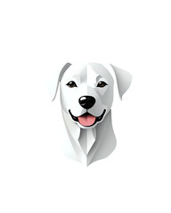 Minimalist white dog face vector illustration with transparan background
