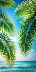 Fototapeta premium Palm leaves gently swaying in the tropical wind