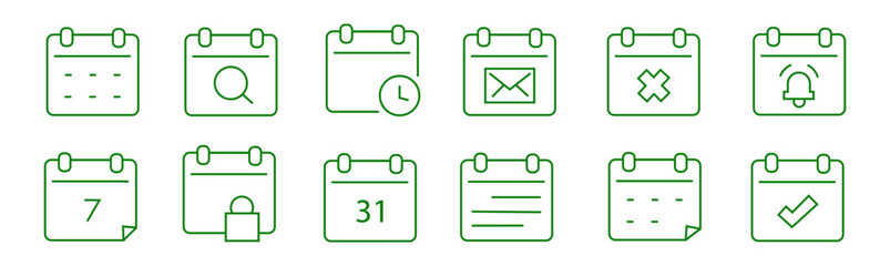 Time Management and Event Planning Calendar Icon Set
