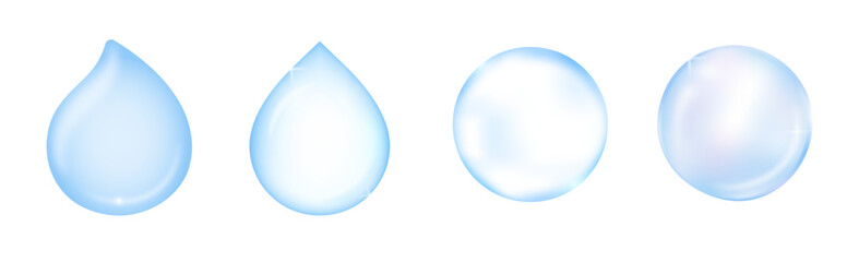 潤い・水滴・滴・しずくのフレーム/バッジセット(美容 化粧品 バナー LP 編集可能 ベクター シャボン玉)