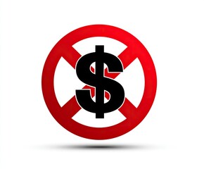 Obraz premium No Money Allowed Sign, Red Circle, White Background, Financial Restriction, For Financial Articles