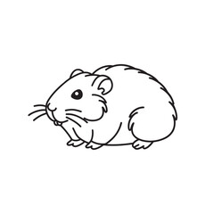 Hamster line art isolated flat vector illustration on white background