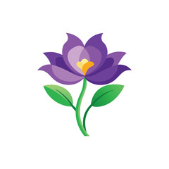 Purple flower flat vector illustration on white background