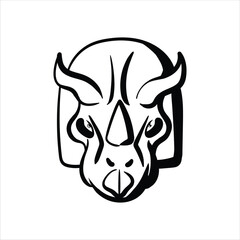 Lineart Triceratops Vector Illustration Minimalist Lineart Style