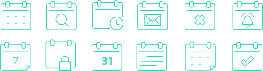 Time Management and Event Planning Calendar Icon Set