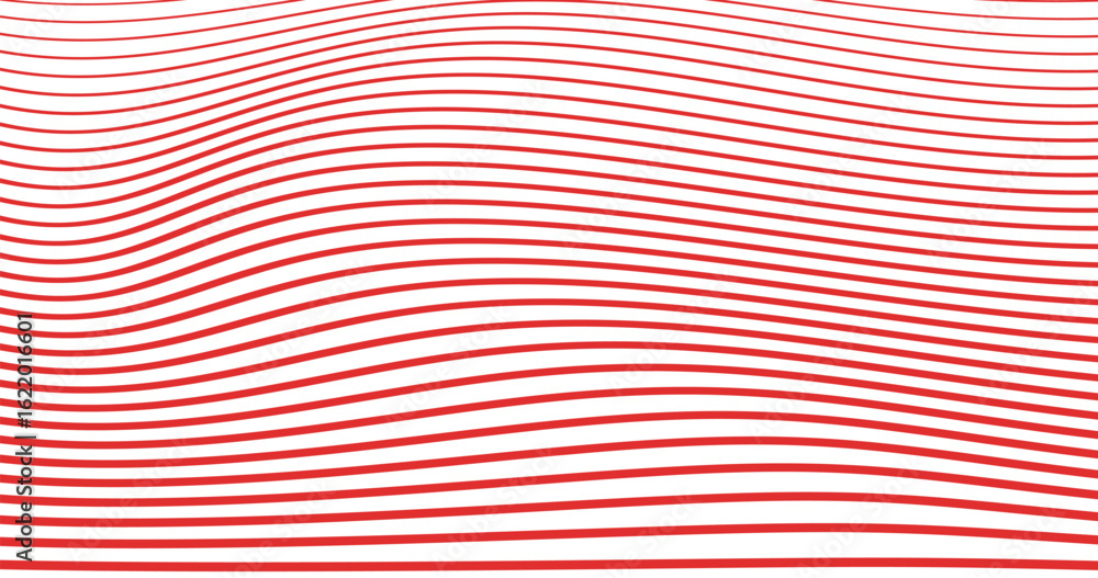 Aufkleber red curve wave lines on empty background abstract pattern