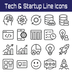 Tech & Startup Line Icons | Minimal Business and Digital Outline Set
