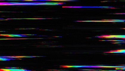 RGB chromatic aberration effect with horizontal distortion lines and VHS flicker
