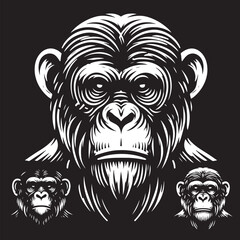 Obraz premium Monkey head on a black background. Vector illustration for your design