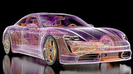 Transparent car, detailed chassis