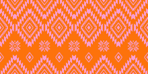 Hand drawn Batik seamless pattern. Geometric abstract illustration, Ethnic wallpaper. Tribal vector texture. Aztec style. Folk embroidery. Indian art, Scandinavian, African rug and tile.	
