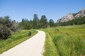 E-bike on the side of George S. Mickelson trail, South Dakota