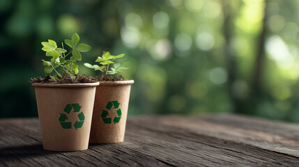 Tiny Plants in Recyclable Brown Pots