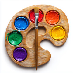 Top View of Wooden Artist Palette