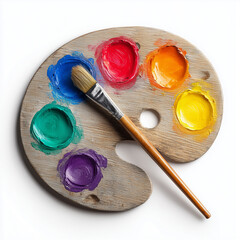 Watercolor Palette With Paint and Brush