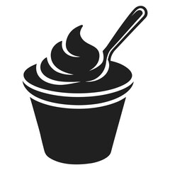 Yogurt and Spoon silhouette vector illustration