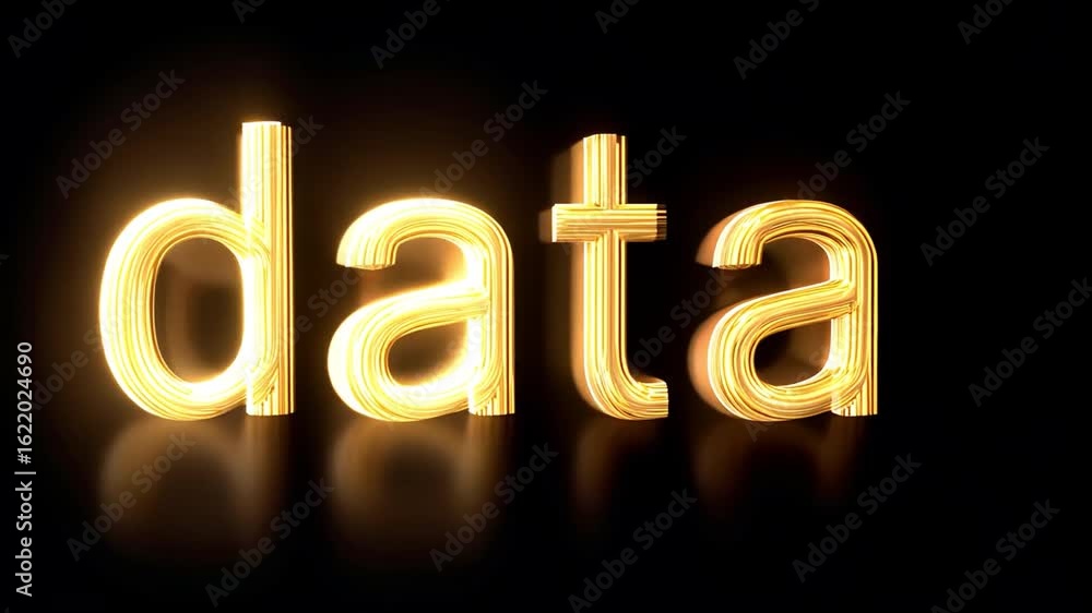 Aufkleber glowing text of data modern artistic design illuminated in golden hues, showcasing innovation and te