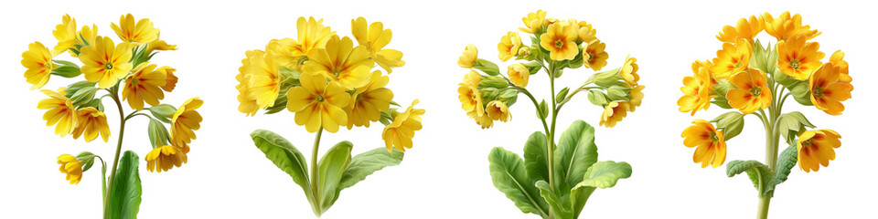 Cowslip flower isolated on transparent background.