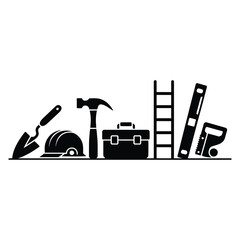 Collection of construction and diy tools and equipment