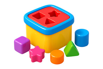 3D Shape Sorting Toy Box Isolated on a Transparent Background