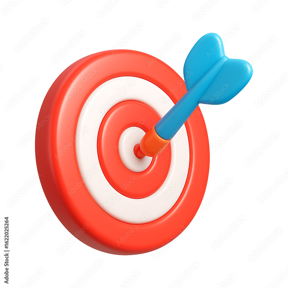 Poster 3d target with dart arrow isolated on a transparent background