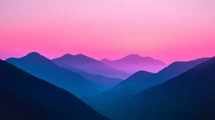 Arte digital de montanhas ao entardecer com tons suaves