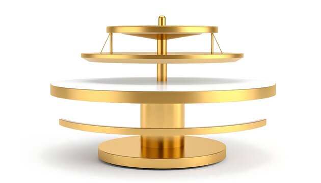 Gold and white display stand with two levels