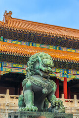 Bronze Lion at the Forbidden City in Beijing