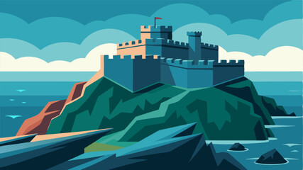 Surrounded by the shimmering sea and rugged coastline a formidable fortress stands as a silent sentinel guarding against potential invaders.