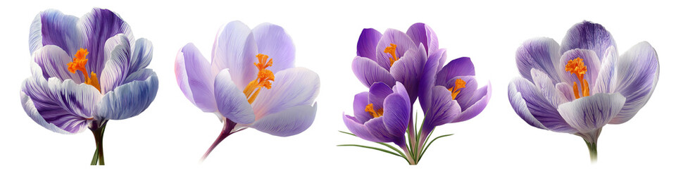 Crocus flower isolated on transparent background.