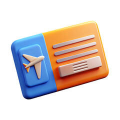 Vibrant 3D Art Rendering of Modern Boarding Pass PNG on Transparent Background
