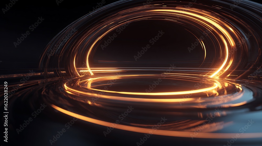 Poster abstract golden spiral with dark background creates a futuristic and artistic digital design for mod