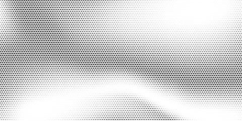 Grunge dotted halftone gradient background. Faded grit noise texture. White and black wallpaper. Retro pixelated backdrop. Anime or manga style comic overlay. Vector graphic design textured template.