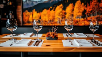 Elegant Table Setting with Autumnal Decor