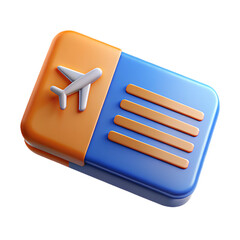 Vibrant 3D Art Rendering of Modern Boarding Pass PNG on Transparent Background