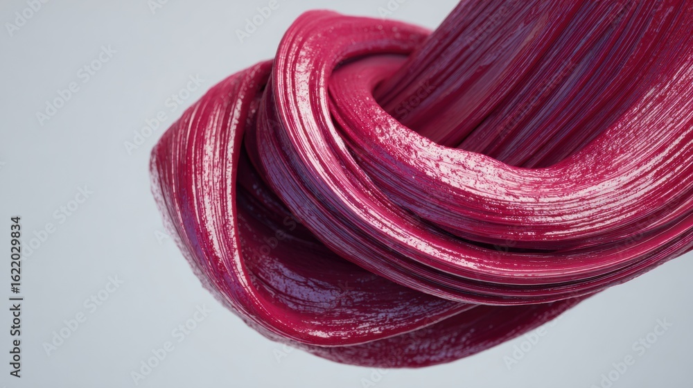 Poster hyper-realistic 3d render of swirling lipstick in mid-air showcasing vibrant color and smooth textur
