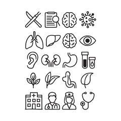 Set of Healthcare and Medical Related Line Icons. Outline Symbol Collection