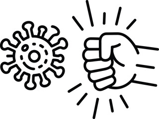Fist punching a virus symbol representing fighting infection and illness