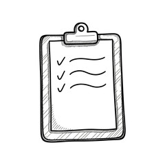 Hand-drawn Checklist Clipboard with Checkmarks. © Gunawan