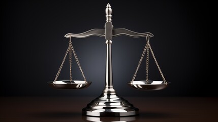 Modern minimalist scales of justice made from polished brushed steel