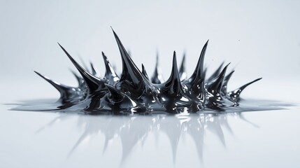 Futuristic Abstract Science Photography of Ferrofluid Sculptures