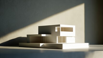 Minimalist Architectural Model of a Modern White House