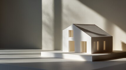 Minimalist Modern House Architectural Model with White Plaster Finish