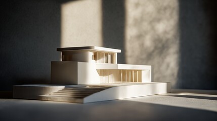 Minimalist Architectural Model of a Modern House with Plaster Finish