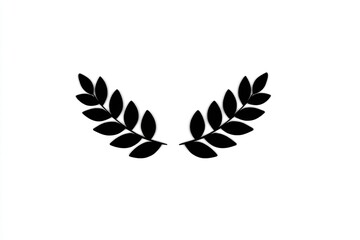 Elegant laurel wreath design element in black silhouette.