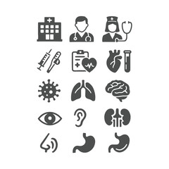 Set of Healthcare and Medical Related Line Icons. Outline Symbol Collection