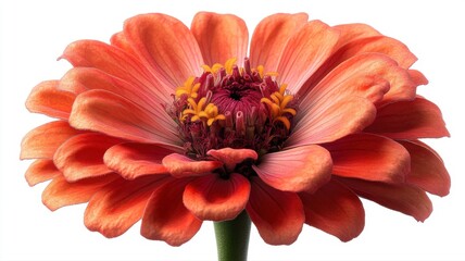 Vibrant Orange Zinnia Bloom on White Background zinnia bloom vibrant orange flower blossom floral ai