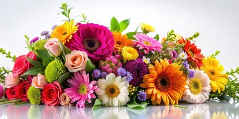 Fototapeta premium Flowers arrangement on white background