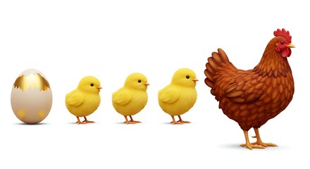 Chicken family and egg illustration