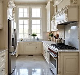 "Luxury Kitchen Design with Dark Wood Accents and Quartz Countertops"